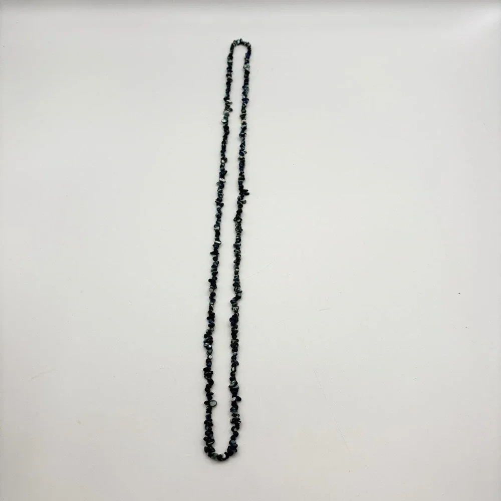 Blue Gemstone Chip Bead Necklace‎ Long Strand Layering Boho Jewelry 36